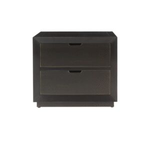 Sleek black nightstand with large drawers, modern design for a luxurious interior.