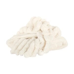 Luxurious white velvet pet bed with soft fleece accents for pets.
