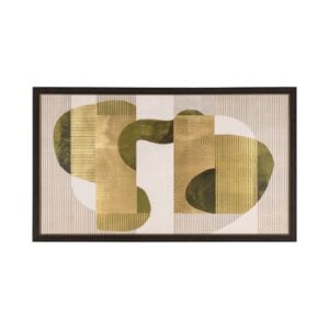 Artistic abstract sculpture in shades of gold and green, modern interior decoration.