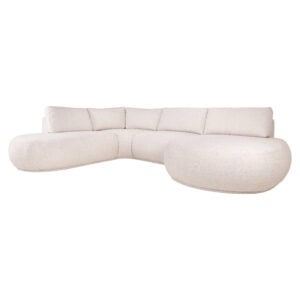 Canapé modulable moderne Bolica en tissu clair, confortable et élégant.