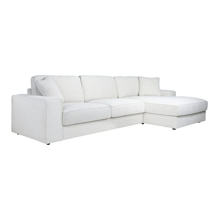 Moderne witte modulesofa met chaise longue voor een stijlvolle woonkamer.