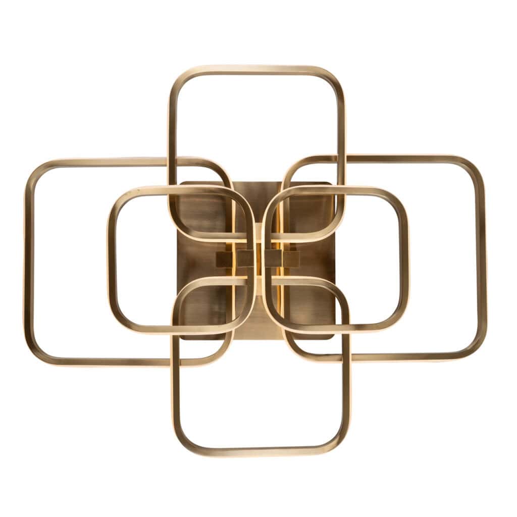 Gouden plafondlamp met geometrisch ontwerp, perfect voor moderne interieurdecoratie en stijlvolle ve.