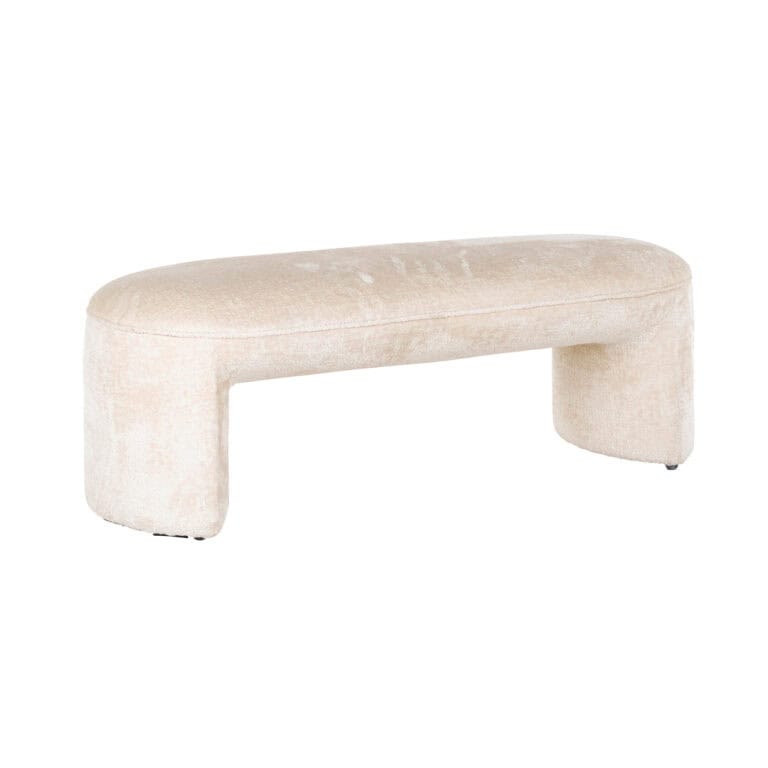 Comfortabel beige bankje met zachte bekleding voor modern interieur.