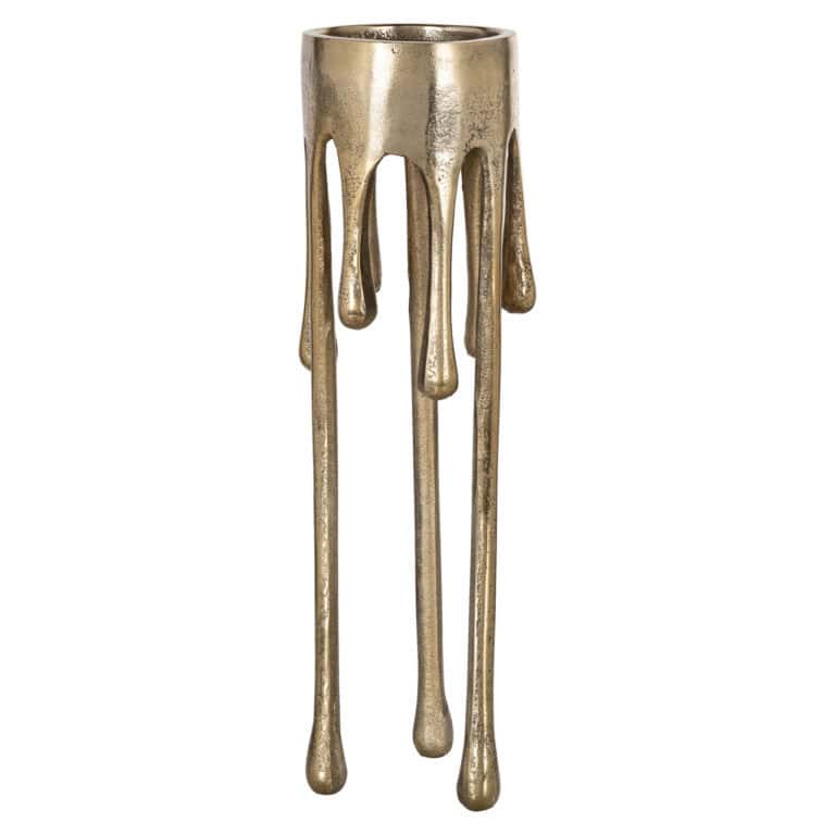 Gouden bijzettafel met druppelvormige poten, modern interieuraccessoire.