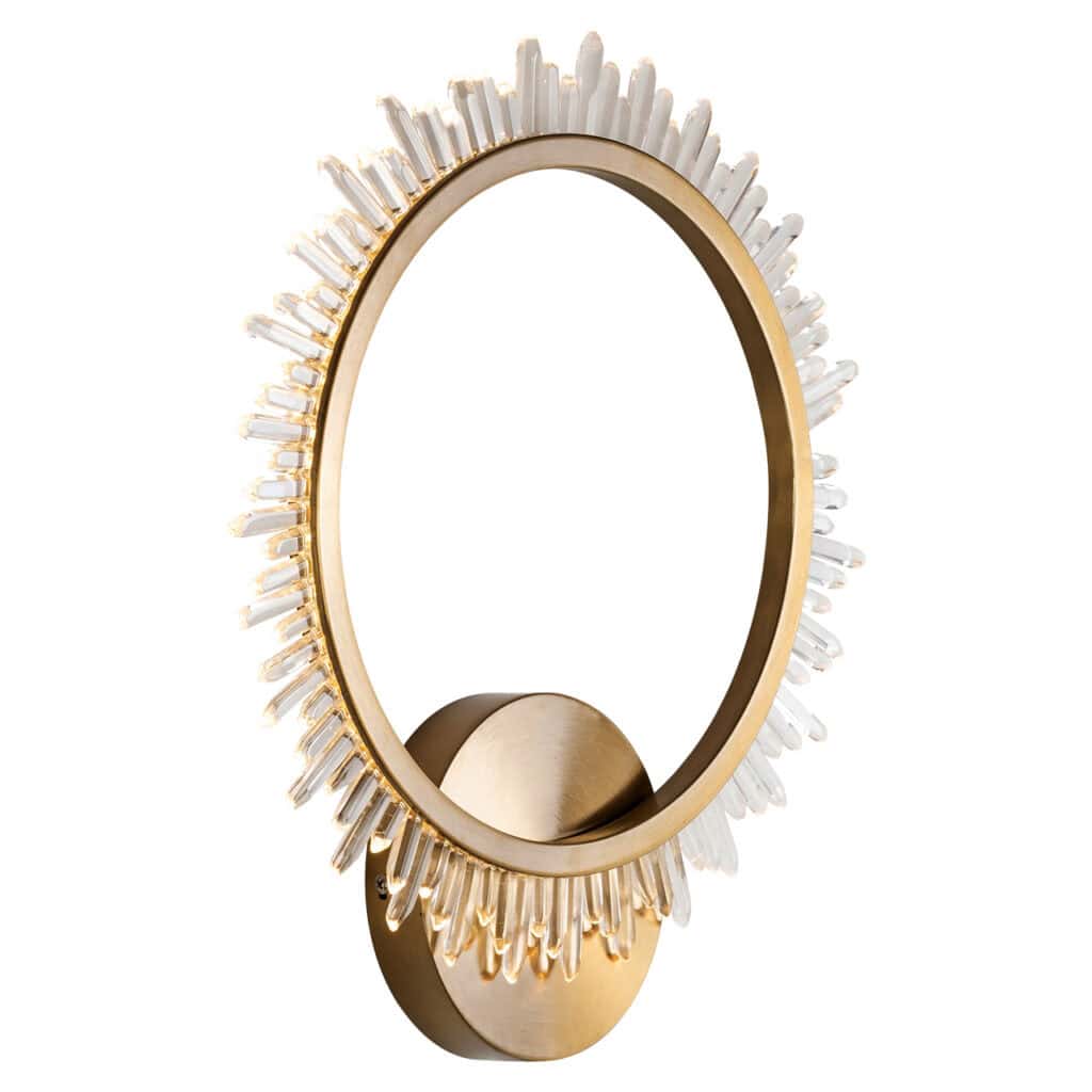 Luxe gouden wandspiegel met zonnestraal design voor modern interieur.