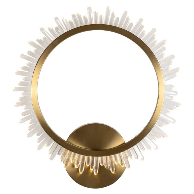 Gouden wandspiegel met stralende rand en moderne design, perfect voor stijlvolle interieurdecoratie.