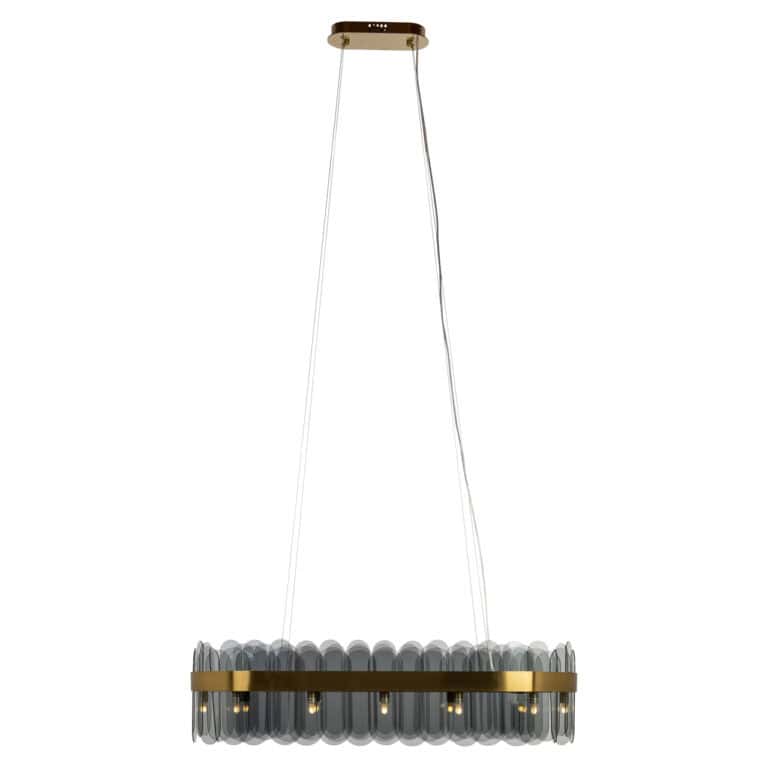 Moderne hanglamp met metalen bollen, geschikt voor eigentijdse interieurdesigns.