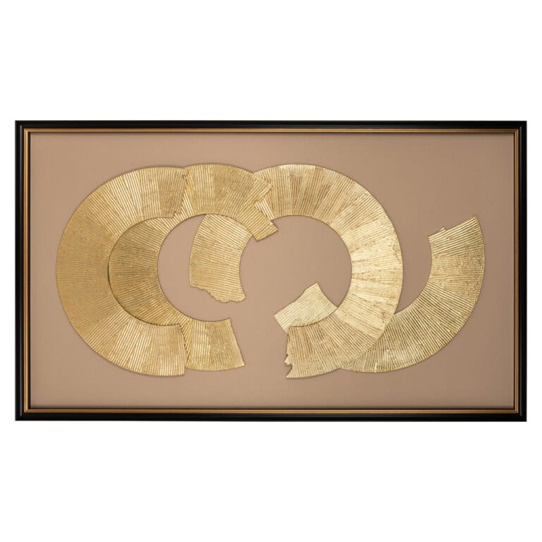Décoration murale moderne en or avec des motifs circulaires pour la décoration d'intérieur.