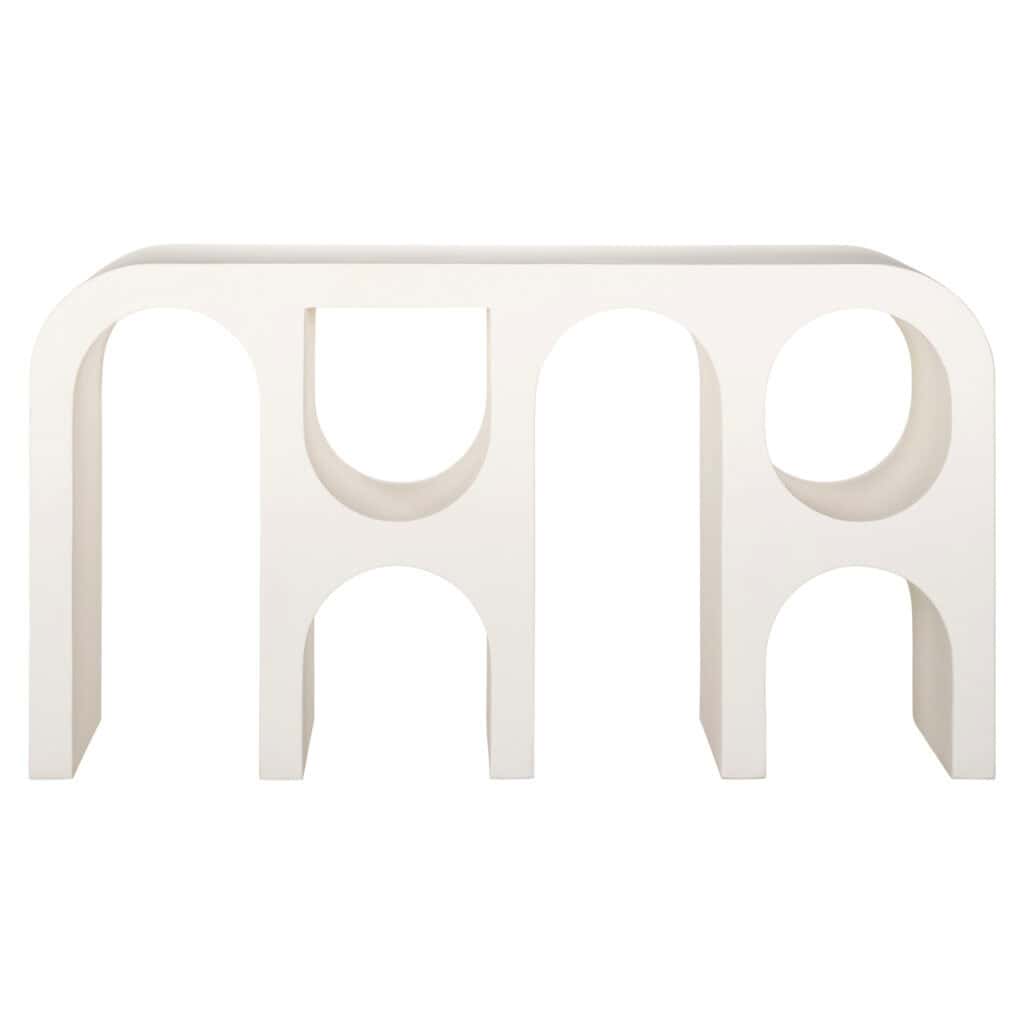 Wit design meubel met ronde en rechte vormen, perfect voor modern interieur en stijlvolle woonruimte.