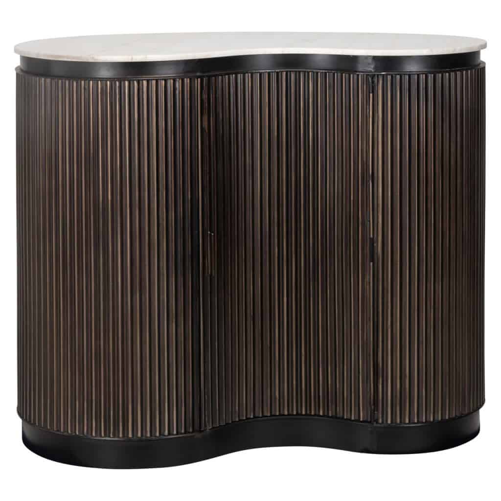 Luxe houten buffetkast met marmeren blad voor modern interieur.