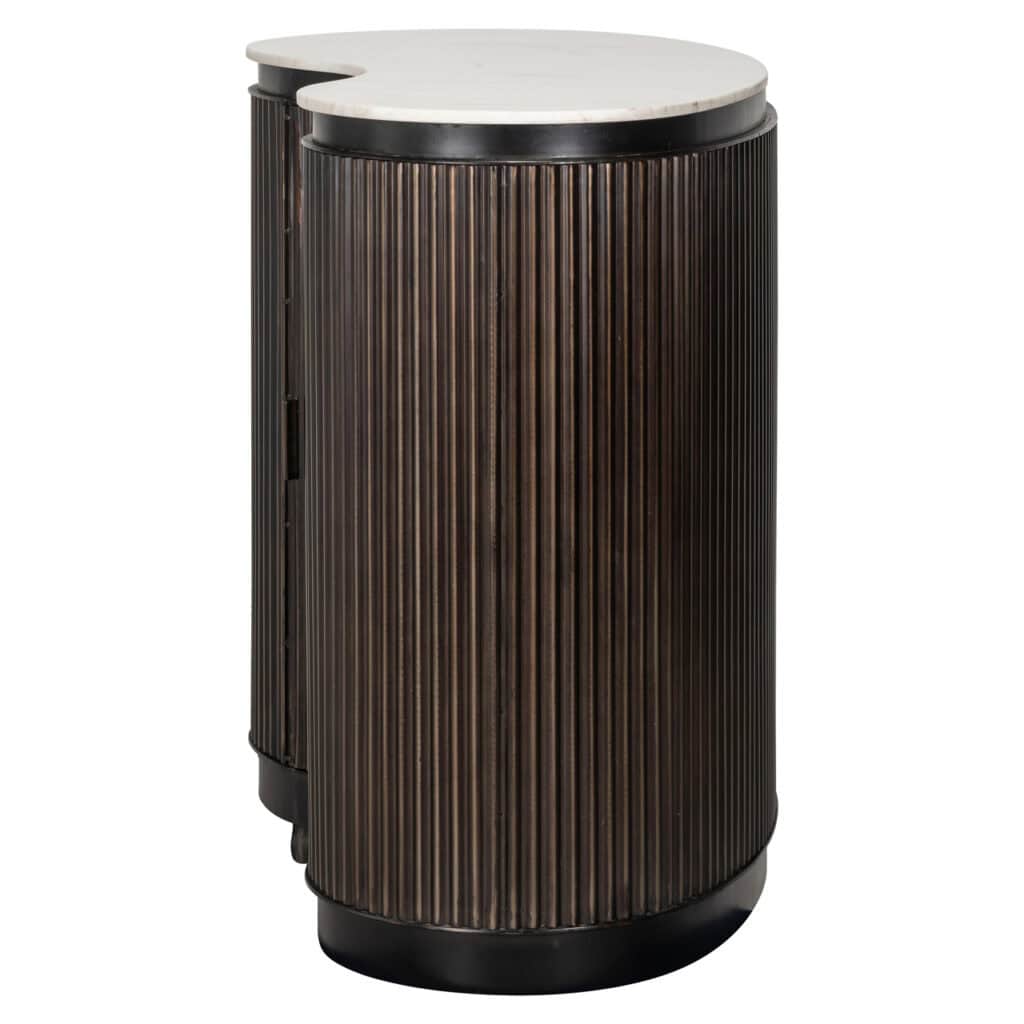 Luxe houten ronde bar met marmeren blad voor interieurontwerp.