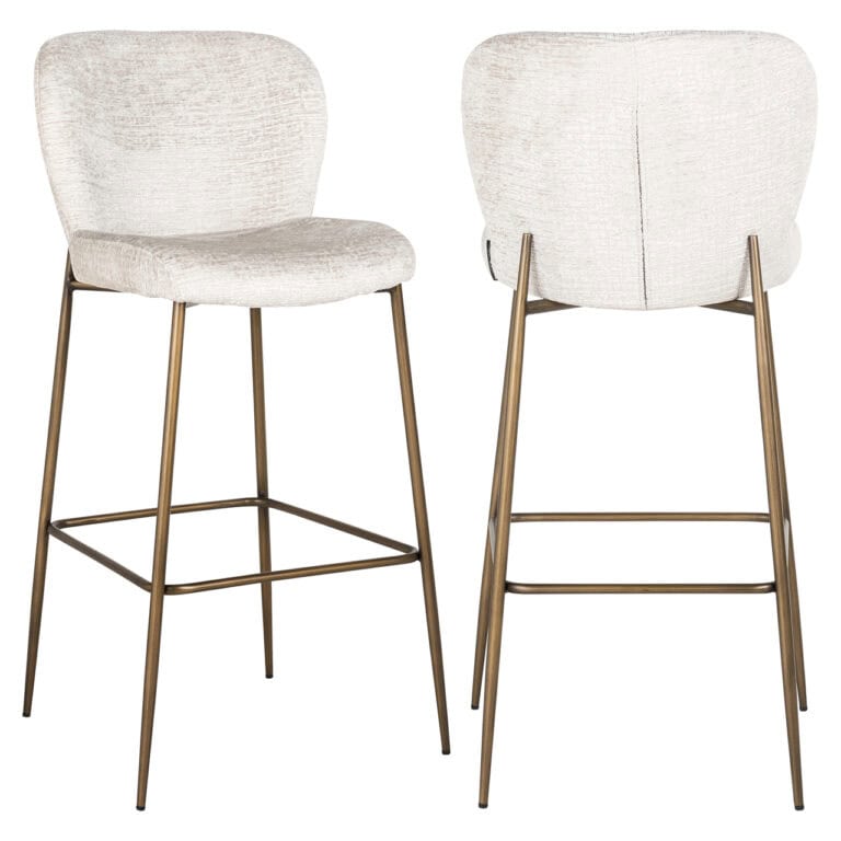 Witte barkrukken met goudkleurige poten, modern interieur design.