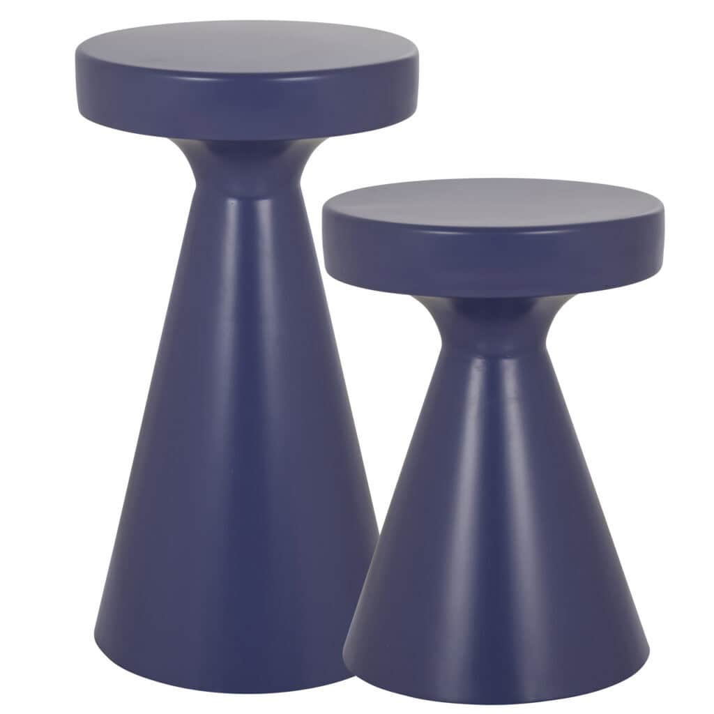 Blauwe bijzettafels set, modern design, perfect voor woonkamer en interieurstyling.