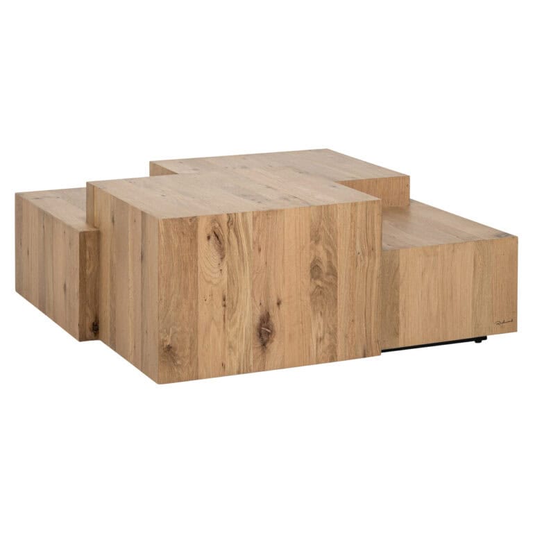 Moderne houten bijzettafels set voor stijlvolle woonruimte, natuurlijke uitstraling.