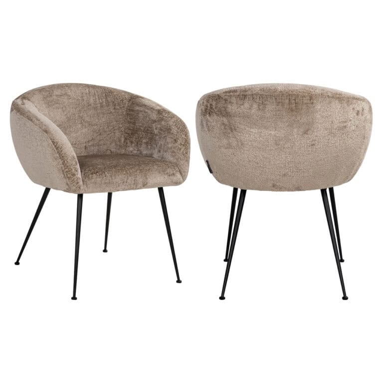 Luxe velvet accent chairs with black metal legs for elegant home decor.