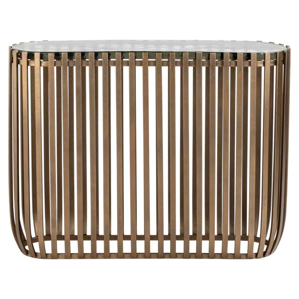 Modern houten interieurmeubel met verticale latten, elegant design voor woonruimtes.
