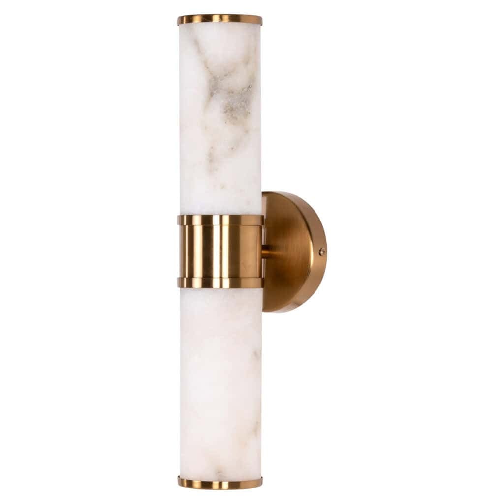 Wandlamp met marmeren afwerking en gouden accenten voor luxe interieur.