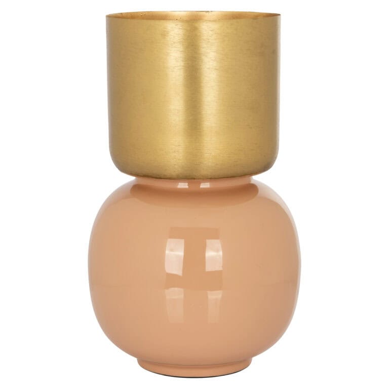 Luxe gouden en roze keramische vaas voor modern interieurdecor.