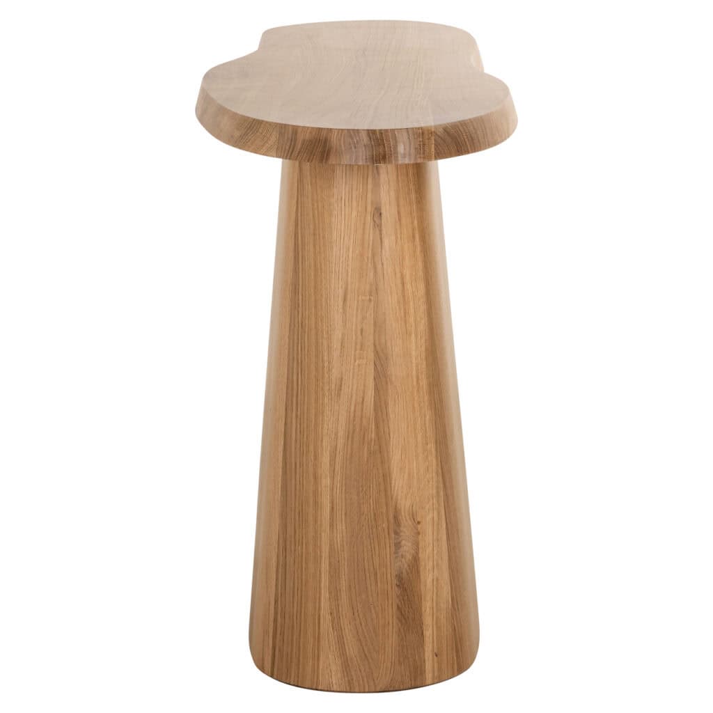 Houten bijzettafel met ronde top, modern design, natuurlijke afwerking, geschikt voor woonkamer of s.