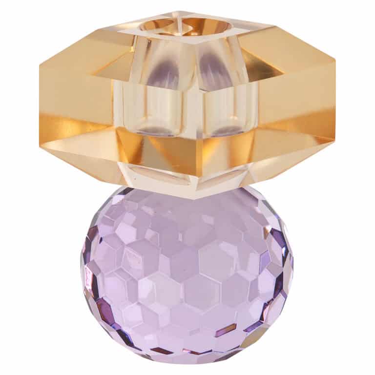 Kristallen vaas met gouden en paarse accenten, modern interieuraccessoire voor luxe woondecoratie.