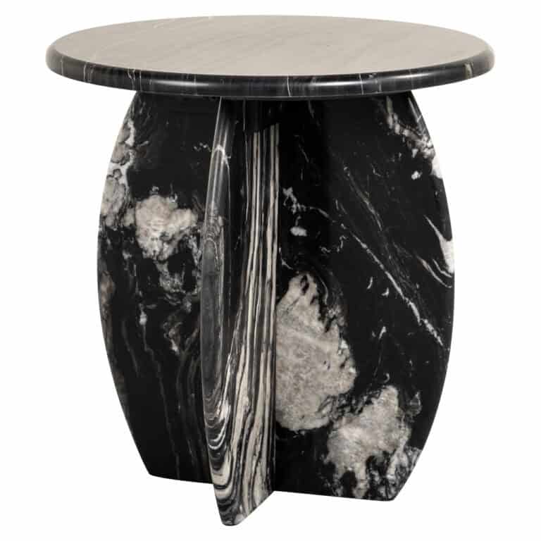 Luxe zwarte marmeren bijzettafel met wit marmerpatroon, modern design voor stijlvolle interieurs.