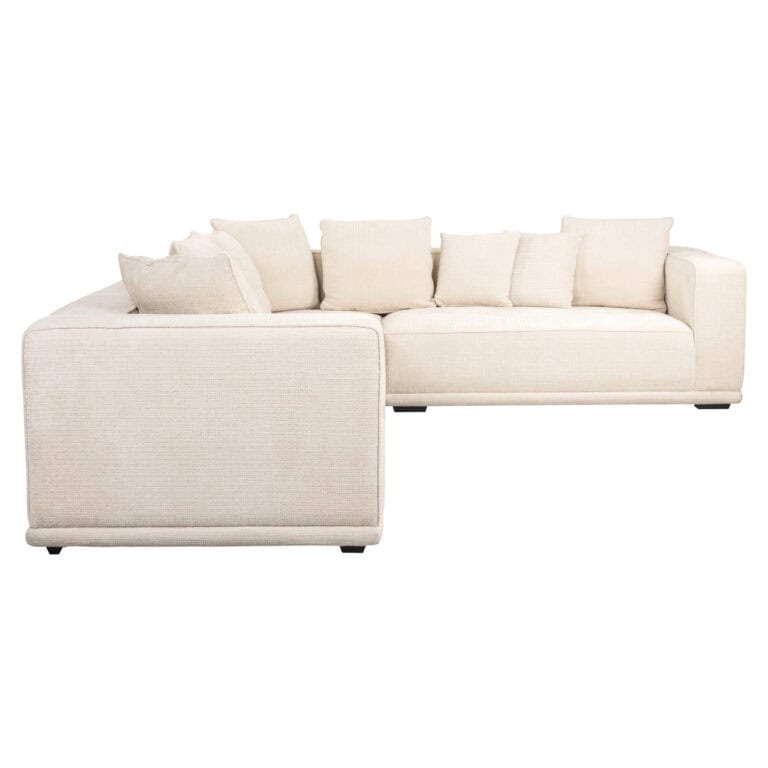 Luxe witte hoekbank met comfortabele kussens voor modern interieur.