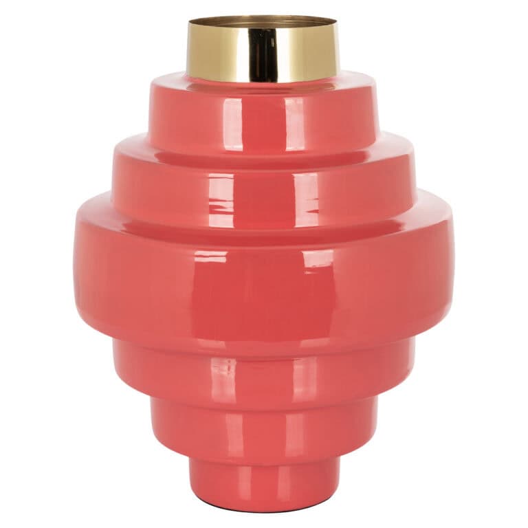 Decoratieve roze en goud gestapelde vaas, modern design.