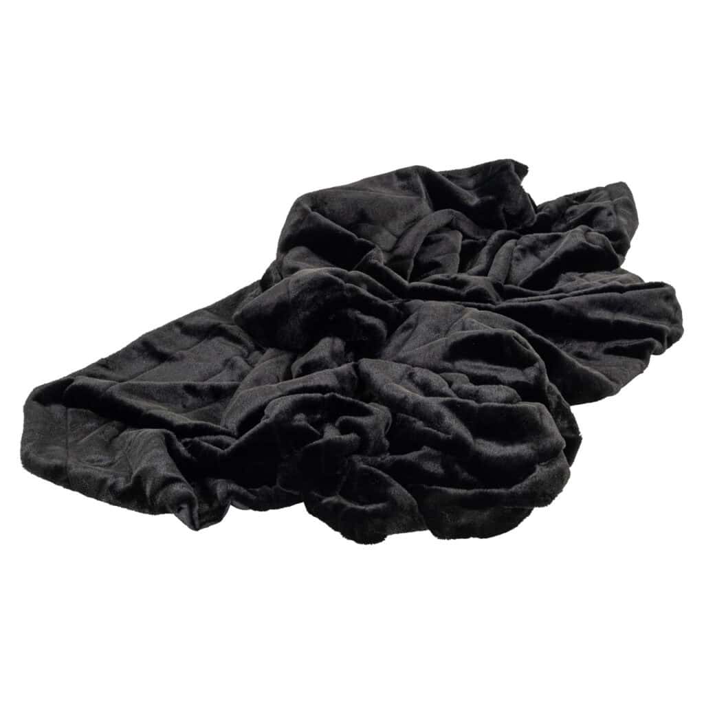 Zwart fluwelen stoffen doek voor interieurdecoratie en styling.