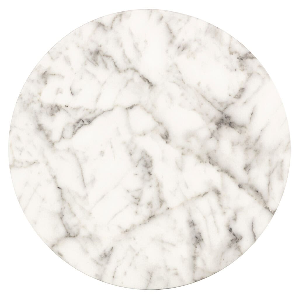 Marmeren bijzettafel met wit en grijze aders, perfect voor modern interieur.