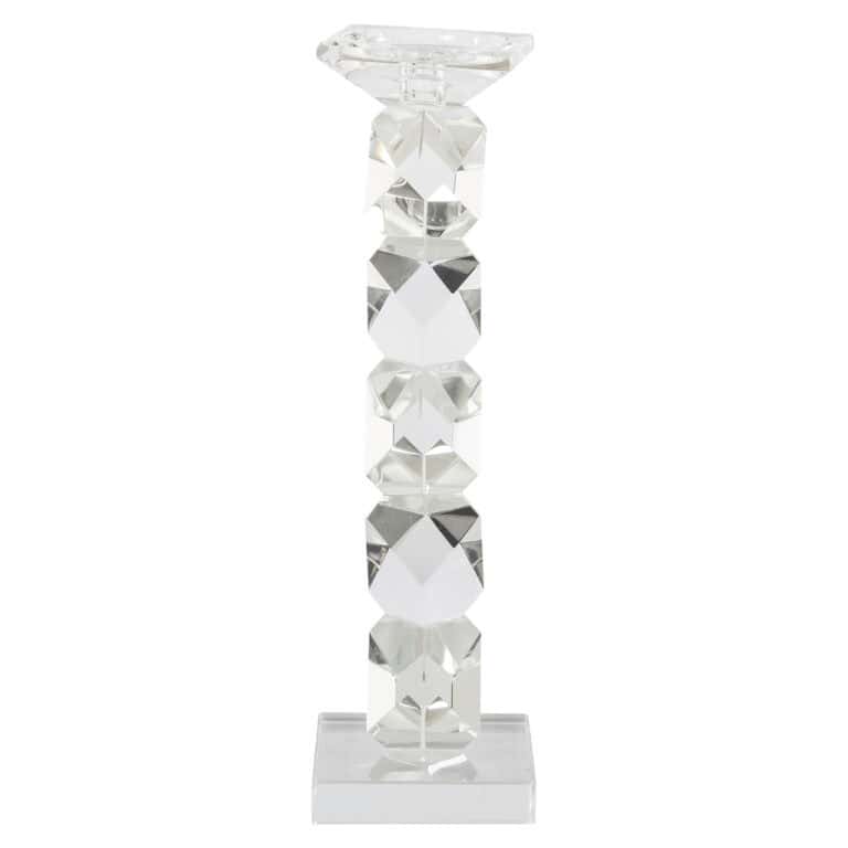 Kristallen kandelaartafel met facetten design voor luxe interieur.