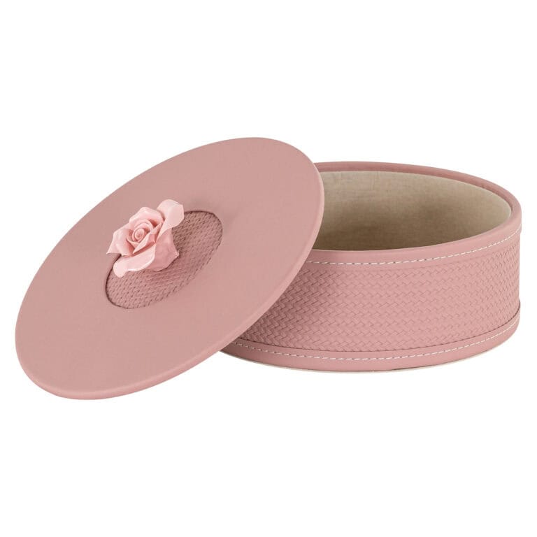 Roze luxe geschenkdoos met roos decor, perfect voor cadeaus.