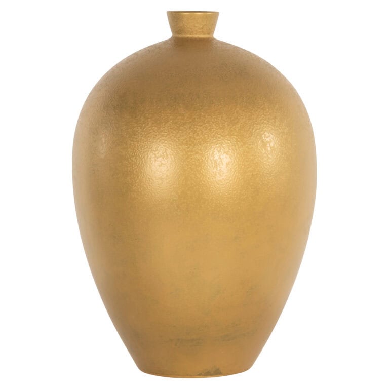 Gouden keramische vaas met elegante, afgeronde vorm voor interieurdecoratie.