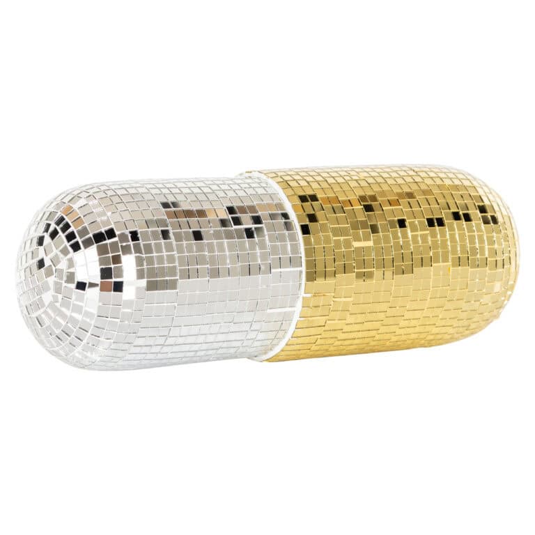 Capsule décorative en soie Miroir et dorée, au design moderne pour la décoration d'intérieur.