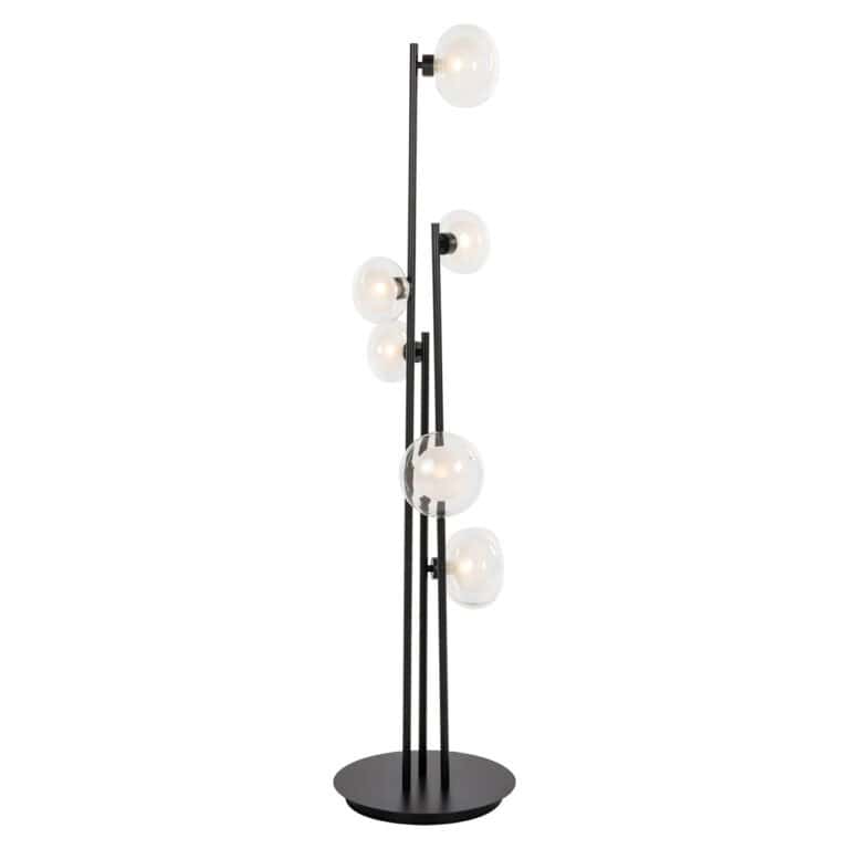 Vloerlamp met moderne design en glazen bolverlichting voor stijlvolle interieurs.