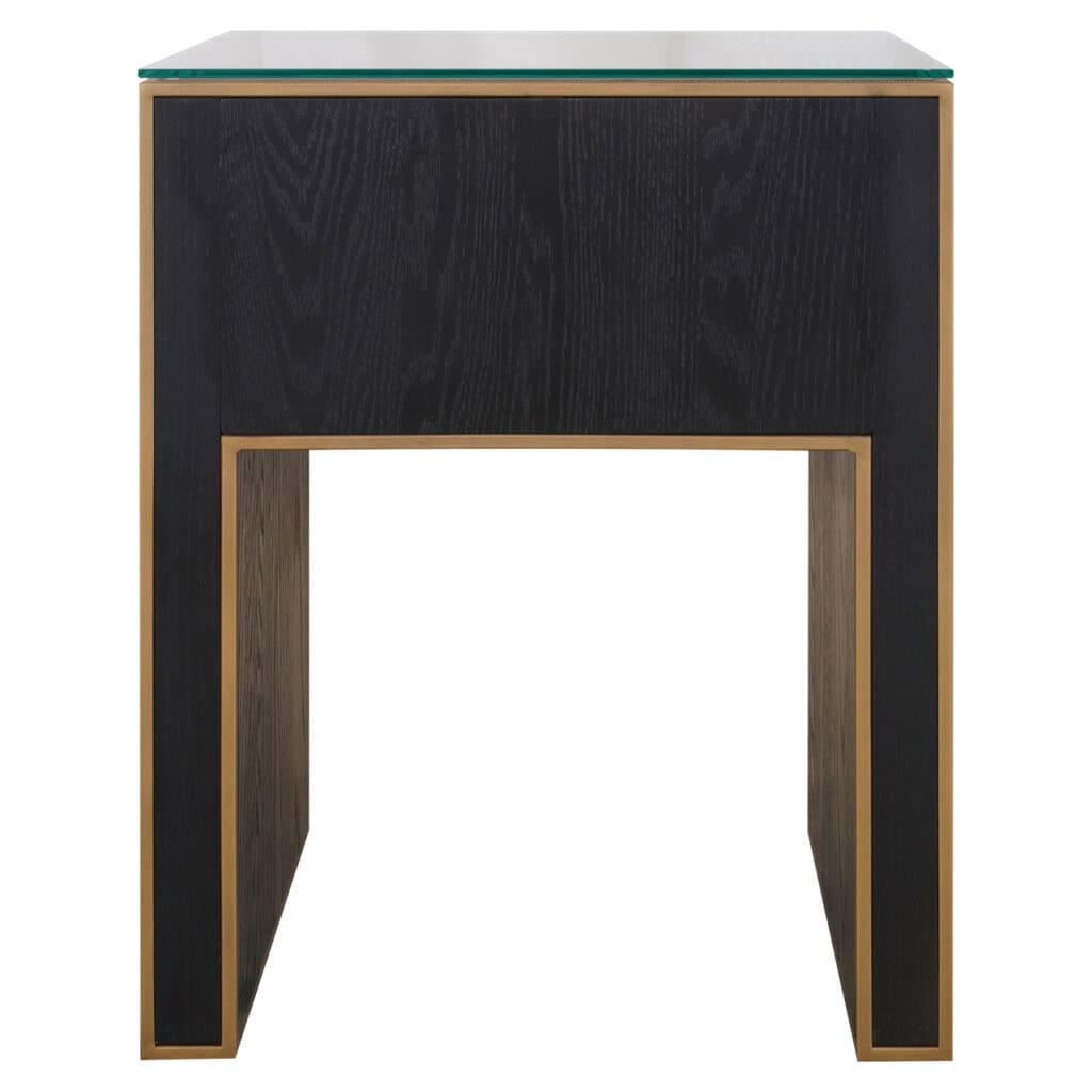 Moderne houten console tafel met zwart en natuurlijke afwerking, perfect voor interieurdesign.