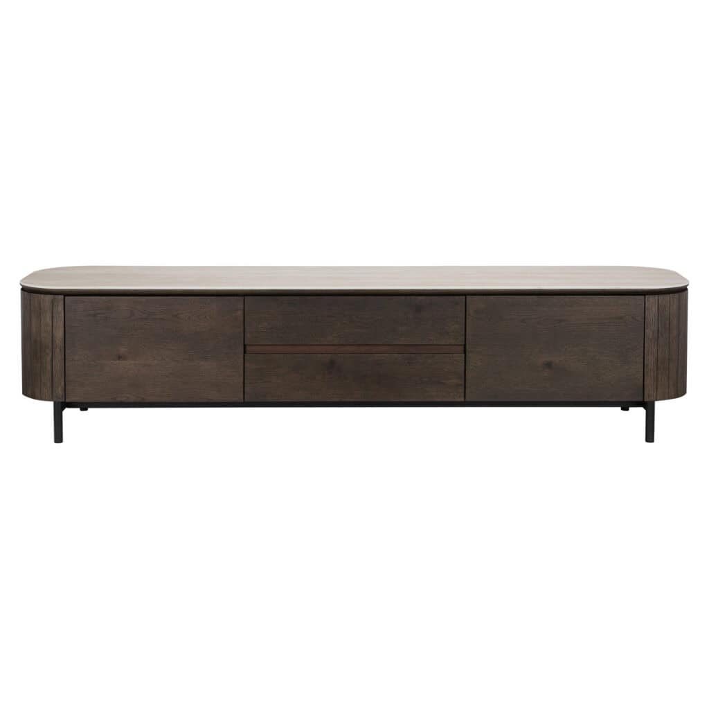 Modern houten tv-meubel met opbergruimte en strakke afwerking voor stijlvolle woonkamers.