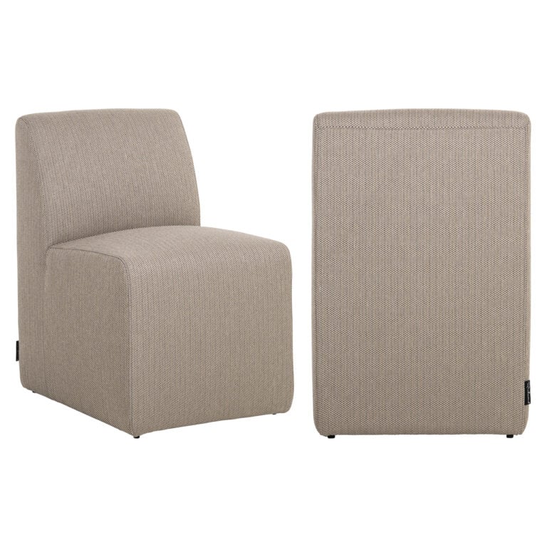 Bankje en fauteuil in neutrale stoffen, modern en comfortabel voor stijlvolle interieurdecoratie en.