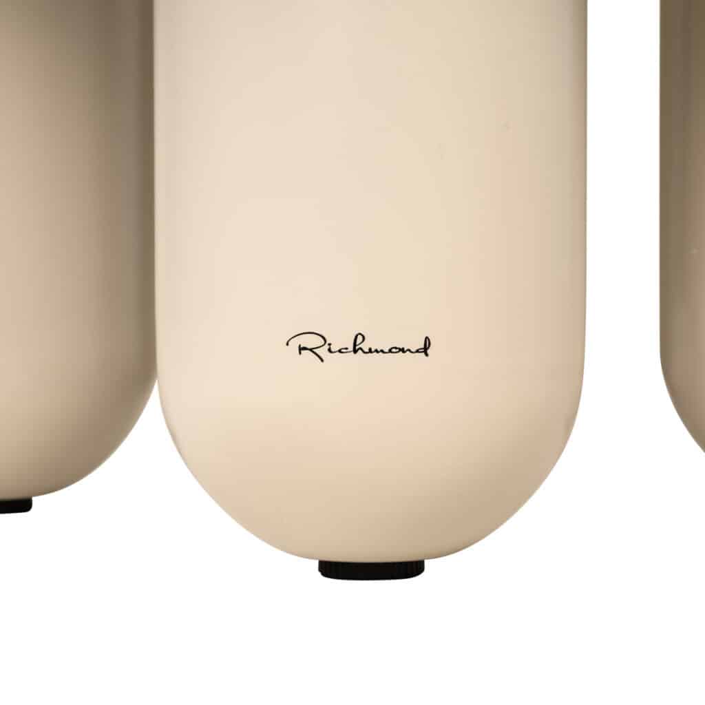 Elegant beige vases with Richmond logo, perfect for contemporary interior decor.