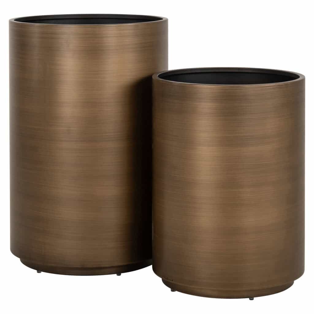 Bronzen plantenbakken voor binnen en buiten, modern design, hoogwaardige afwerking.
