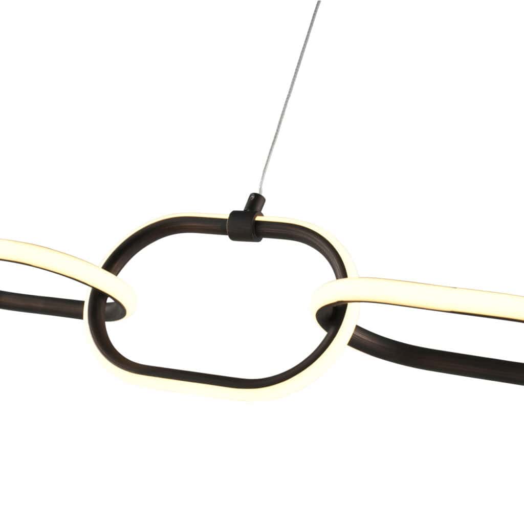 LED hanglamp met geometrisch ontwerp, zwart-wit kleuren, moderne interieurverlichting.