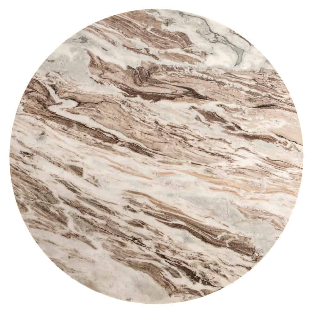 Marmeren tafelblad met natuurlijke bruin-witte aders, perfect voor luxe interieur decoratie.