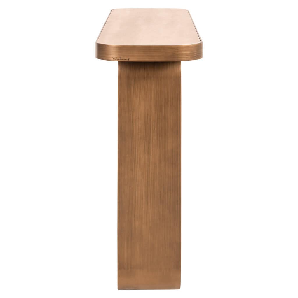 Moderne houten tafel met stevige zuil, perfect voor interieurdesign.