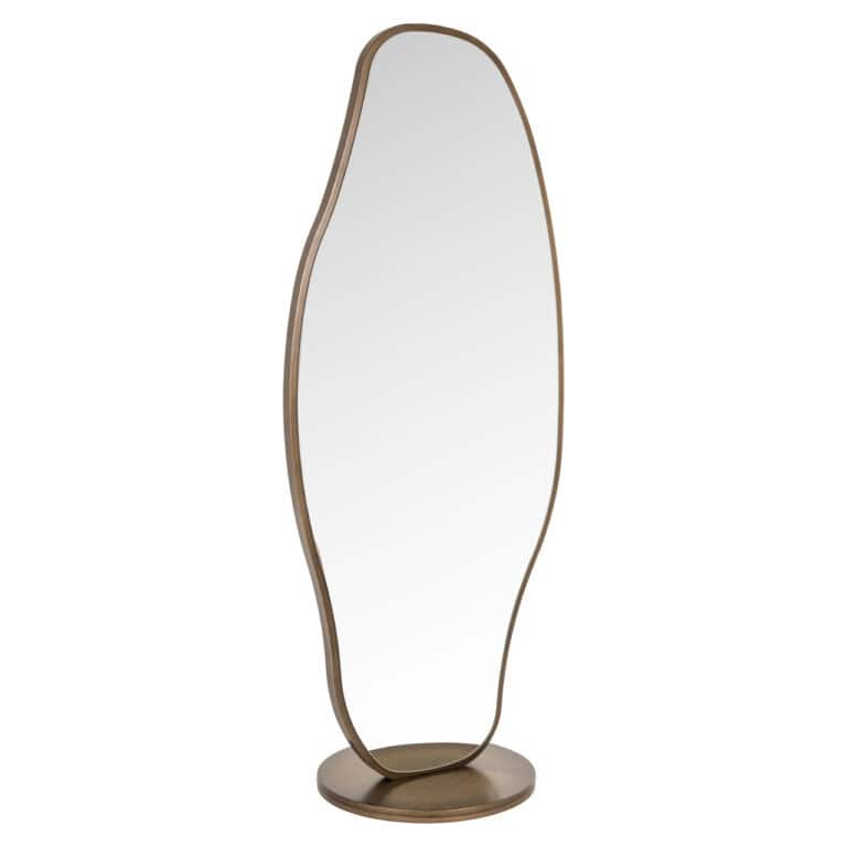 Miroir sur pied Miroir formes modernes et organiques, doté d'un cadre métallique.