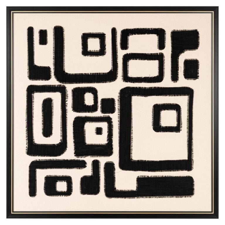 Œuvre d'art pour la décoration d'intérieur, avec des motifs abstraits en noir et blanc.