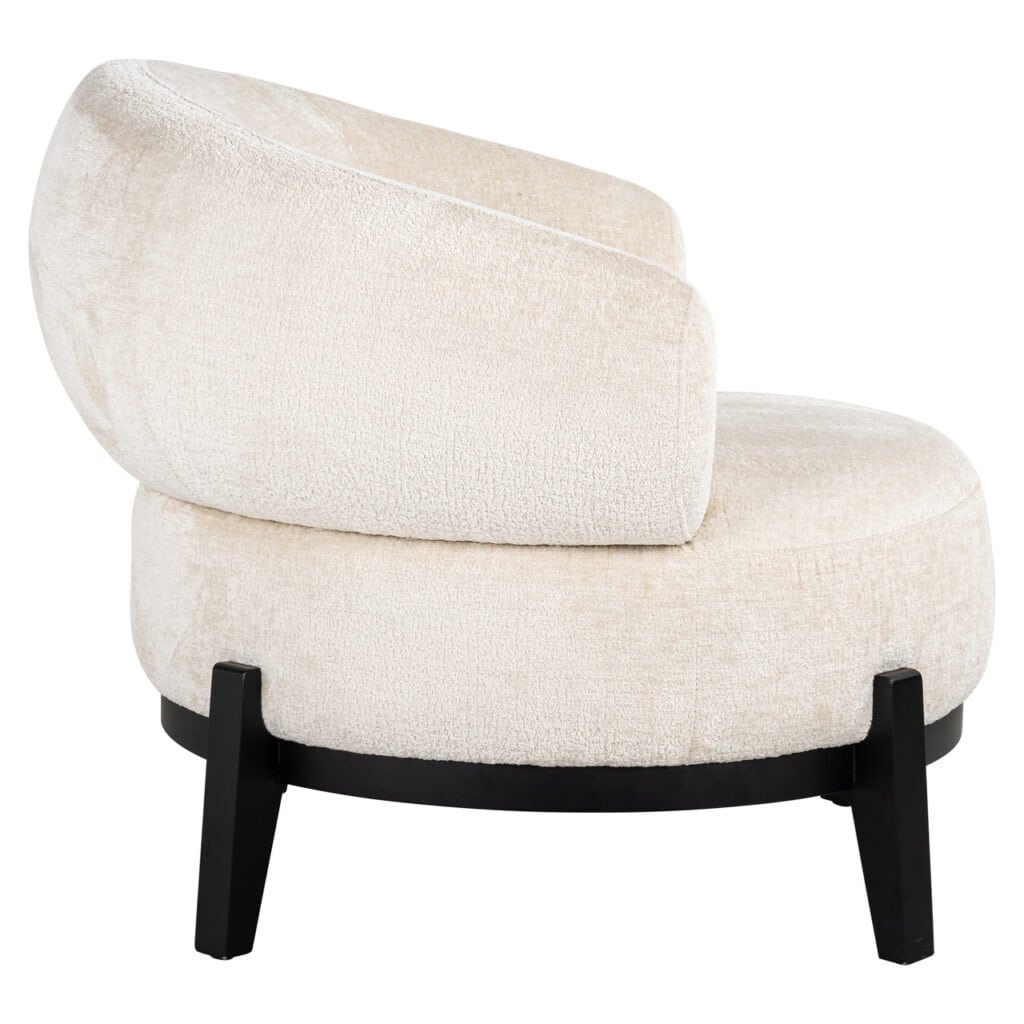 Luxurious modern white armchair with black wooden legs, perfect for stylish interior design.