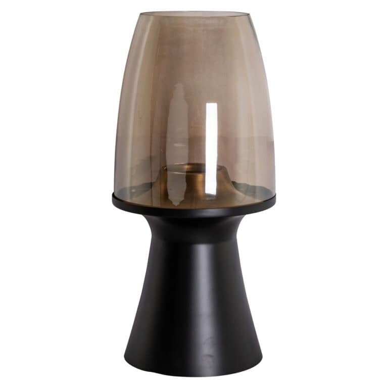 Table moderne avec un piètement en bois et un plateau en verre, idéale pour une décoration d'intérieur contemporaine.