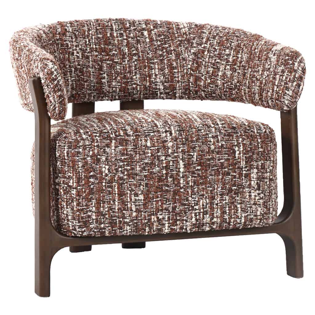 fauteuil moderne fauteuil structure en bois et revêtement en tissu tricoté, idéal pour les intérieurs élégants.