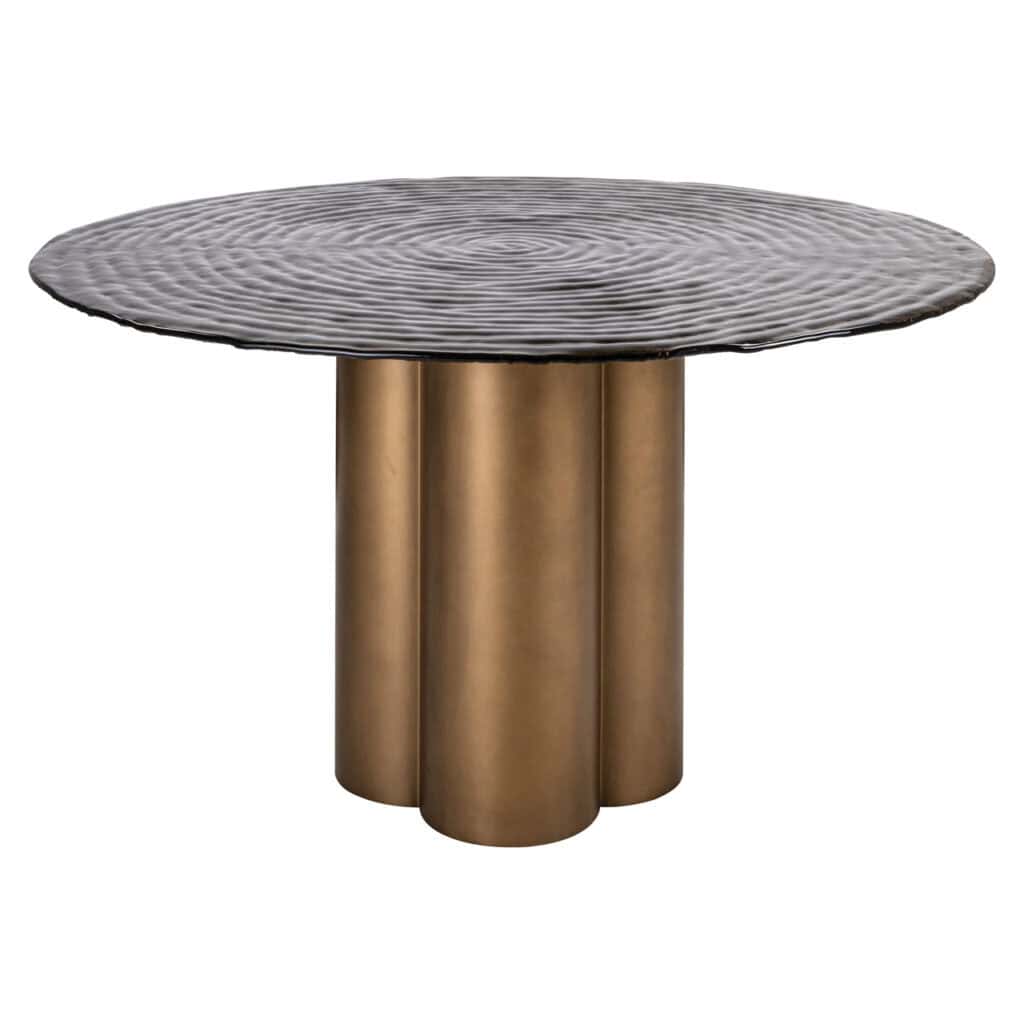 Luxe ronde salontafel met marmeren blad en gouden basis, modern interieur design.