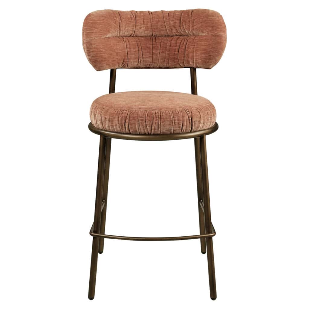 Velvet barkruk met houten frame, comfortabel en modern design voor interieur.