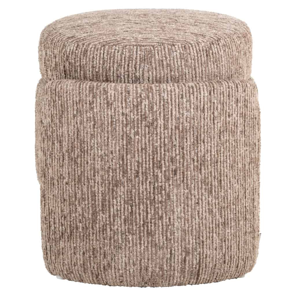 Neutrale stoffen poef voor modern interieur, comfortabel en stijlvol.